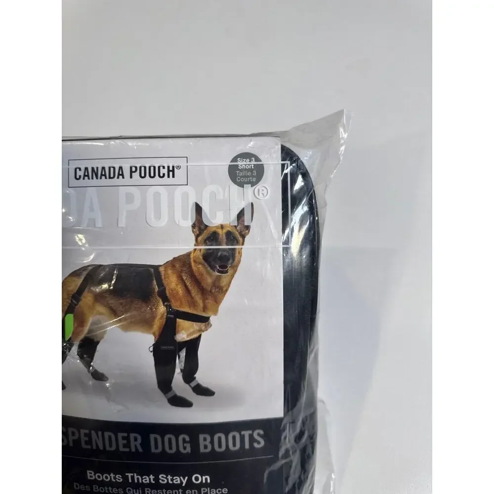 Canada Pooch Suspender Boots — Black — Size 3 Short